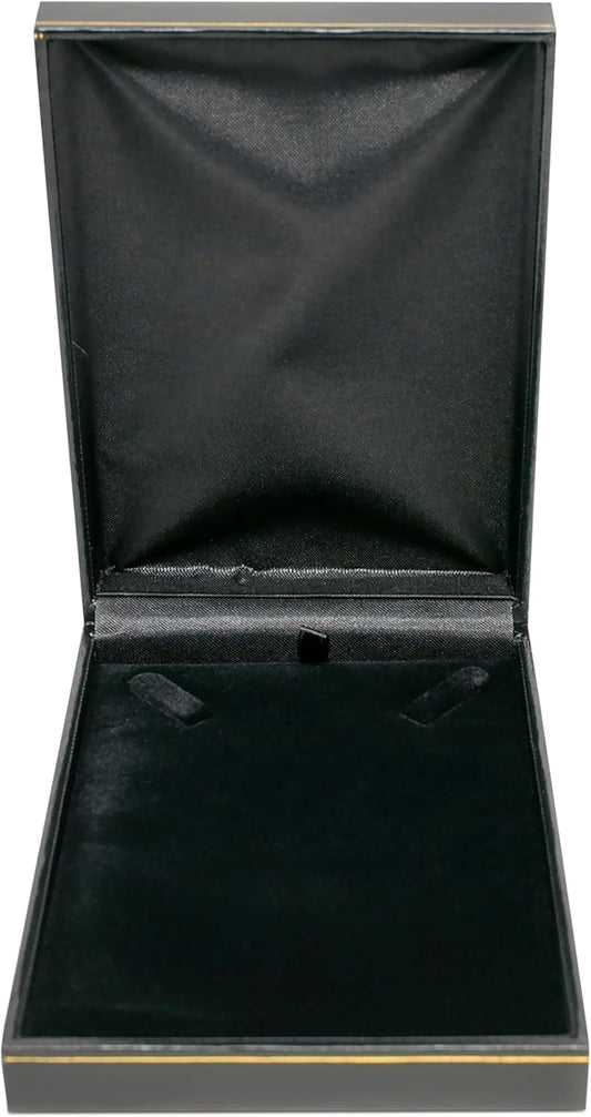 Novel Box Black Jewelry Box for Necklaces 4.75x7.37x1.4 Inches - Necklace Gift Boxes with Gold Trim - Faux Leatherette Necklace Storage Case - Gift Presentation Cases for Necklaces/Pendants
