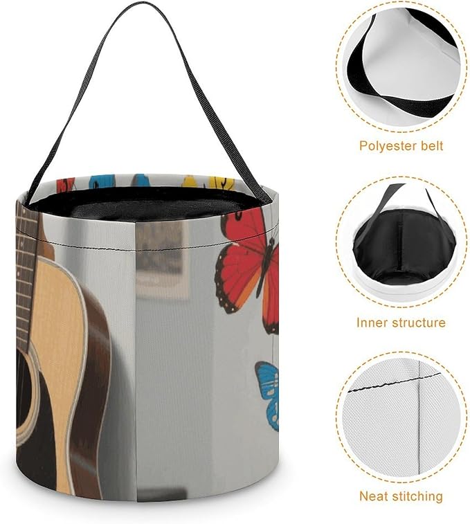 Halloween Candy Bucket - Guitar And Butterfly Trick Or Treat Candy Bag, Gift Bag for Party Favor Supplies
