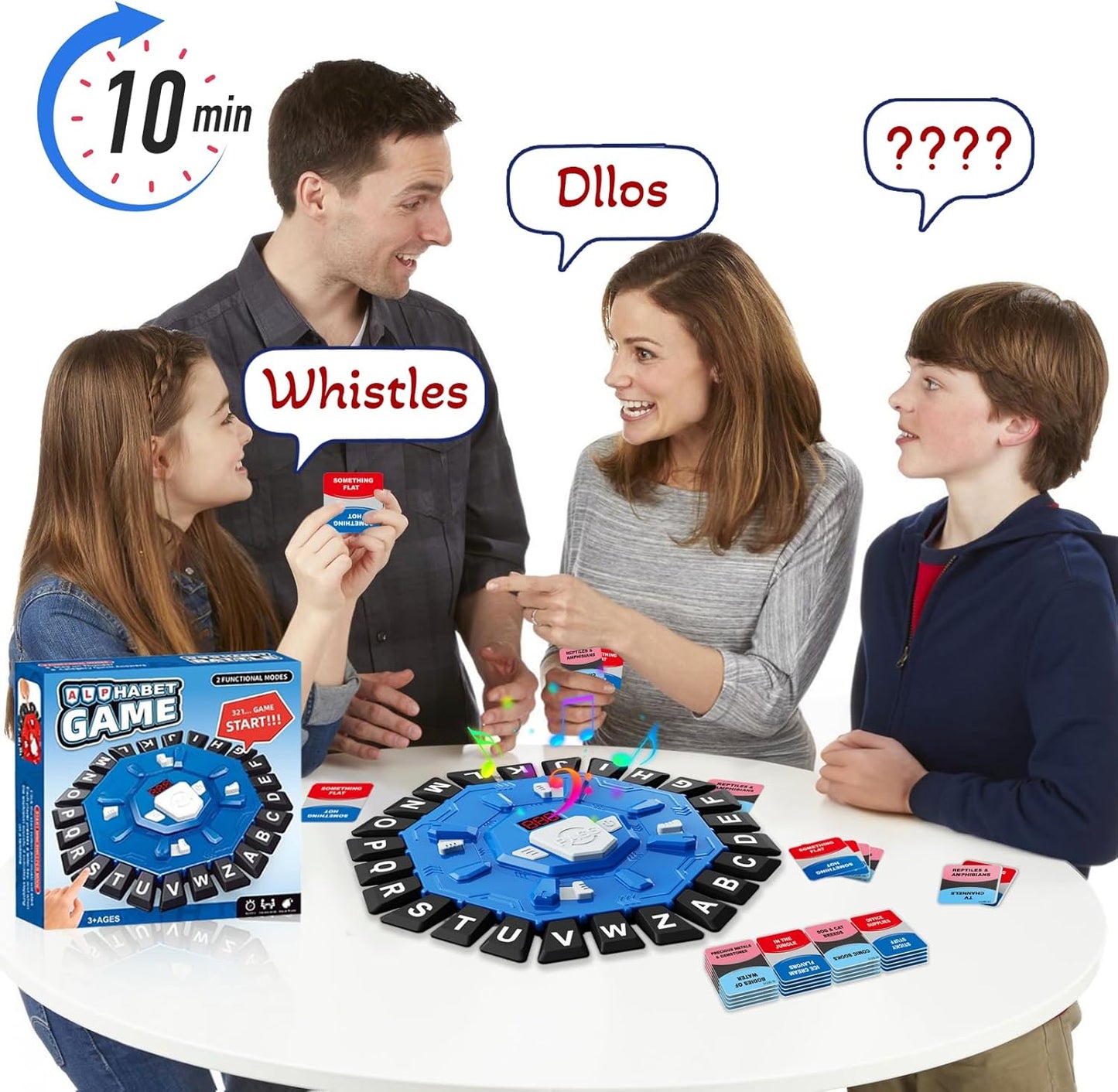 Word Game with LED Display, Alphabet Games, Fast-Paced Family Board Game for Learning Playing Game Gifts for Ages 3+ (Blue)