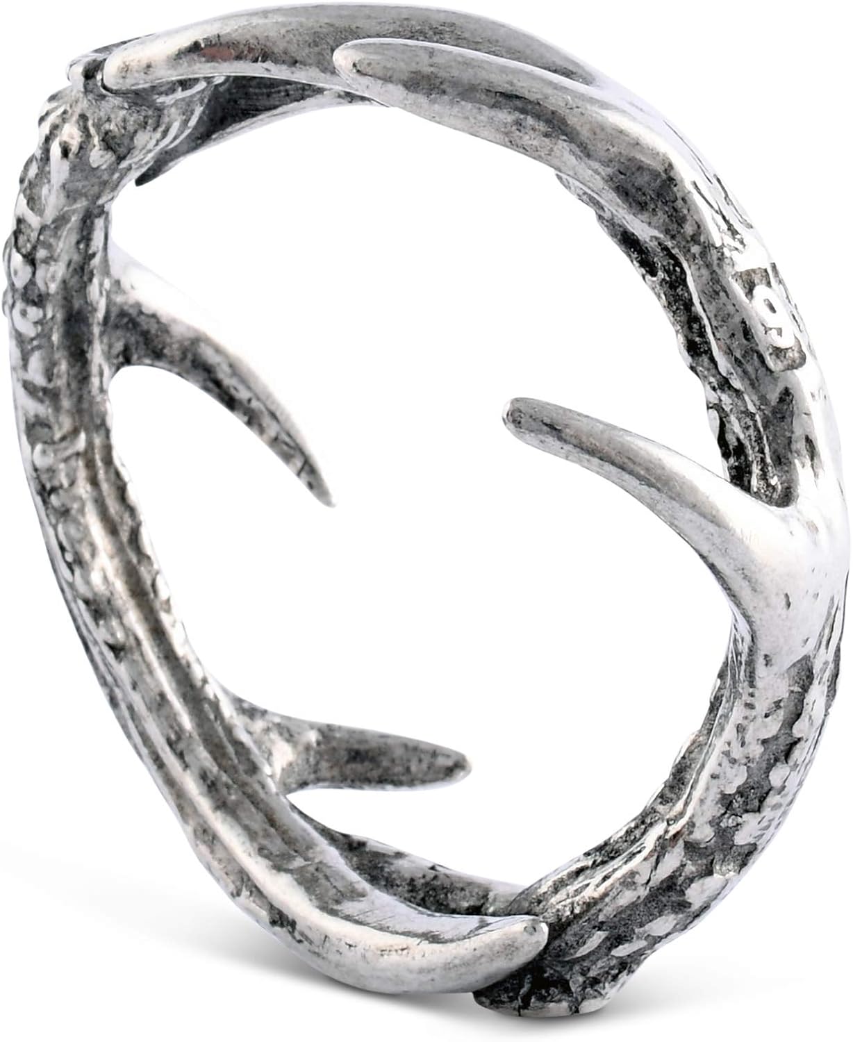 Vagabond House Solid Pewter Cast Metal Antler/Horn/Deer Rustic Napkin Ring Artisan Handcrafted for Refined Cabin Lodge Mountain Table Heirloom Quality (Sold as Single Ring) 1.5 inch Diameter
