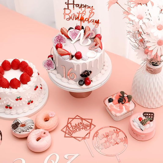 Teenyyou 68 Pcs Acrylic Alphabet Number Cake Topper 0-9 Number and A-z Letters Personalized Cake Picks Decor DIY Name Cupcake Toppers Christmas Wedding Baby Shower Party(Rose Gold)