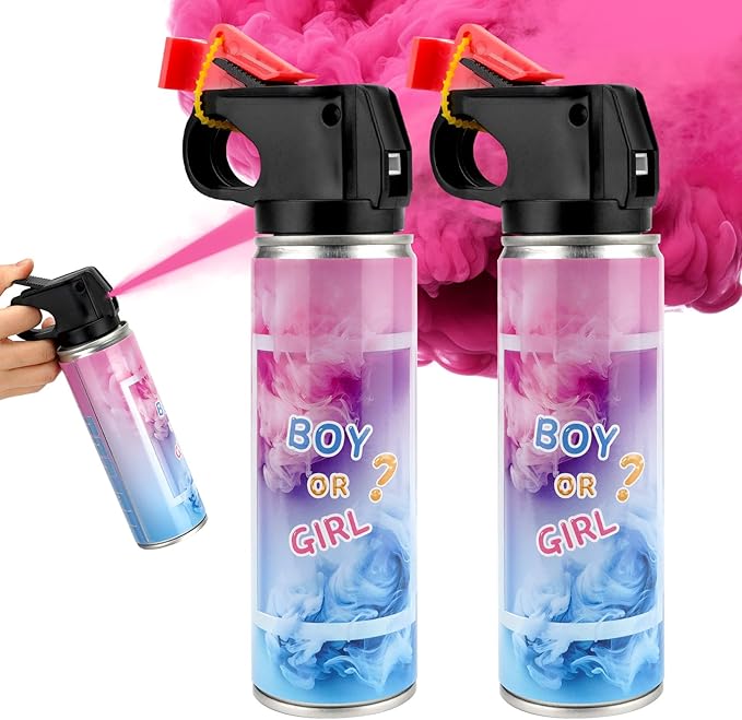 QIYVLOS Gender Reveal Fire Extinguisher 2 Packs, Gender Reveal Smoker Bomb, Baby Girl Reveal Party Ideas for Gender Reveal Decoration (Small, Pink)