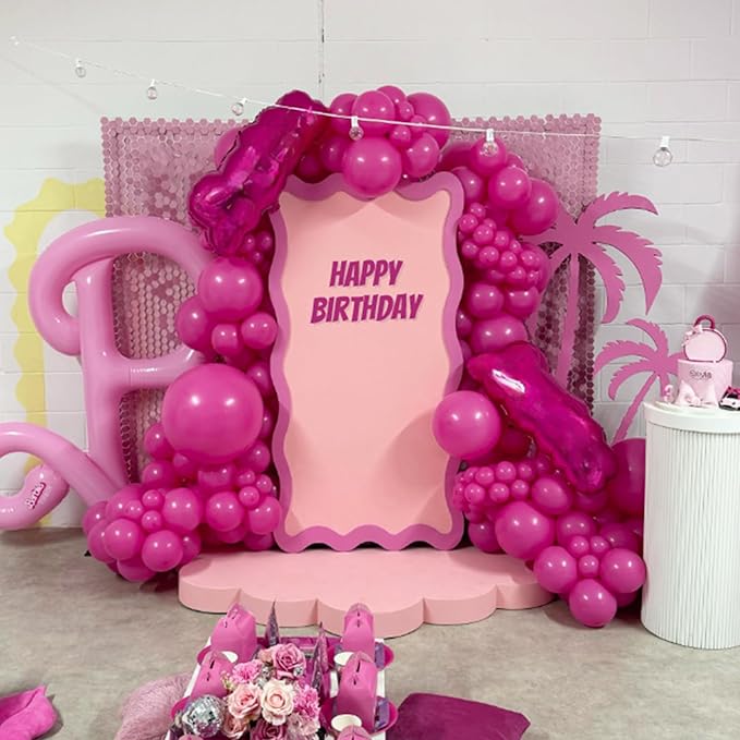 Hot Pink Balloons 12 inch, Hot Pink Latex Balloons 50pcs Party Balloons for Wedding Engagement Bridal Bachelorette Tropical Birthday Party Decorations