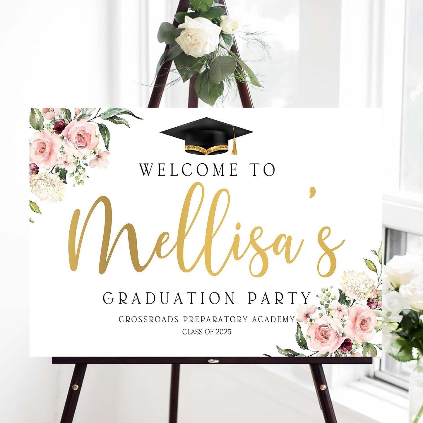 Welcome To The Graduation Celebration Sign, Modern Minimalist Graduation Party Welcome Sign, Class of 2025 Sign, Senior High School College Grad Party Decor