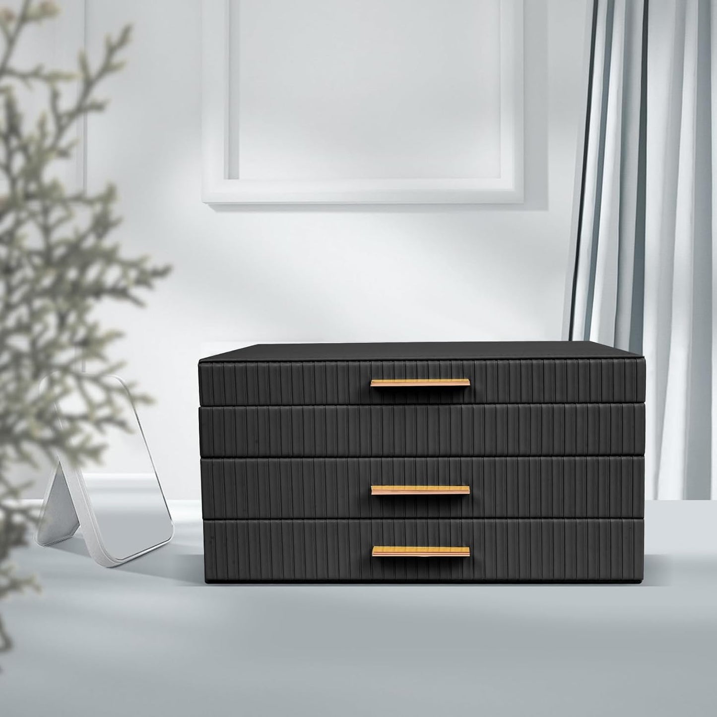 Dajasan Jewelry Boxes for Women, Jewelry Storage Organizer with 2 Drawers, Jewelry Organizer Box for Necklaces Rings Earrings Bracelets, Gift Idea, 10.71 x 7 x 5.6 Inches (Black)