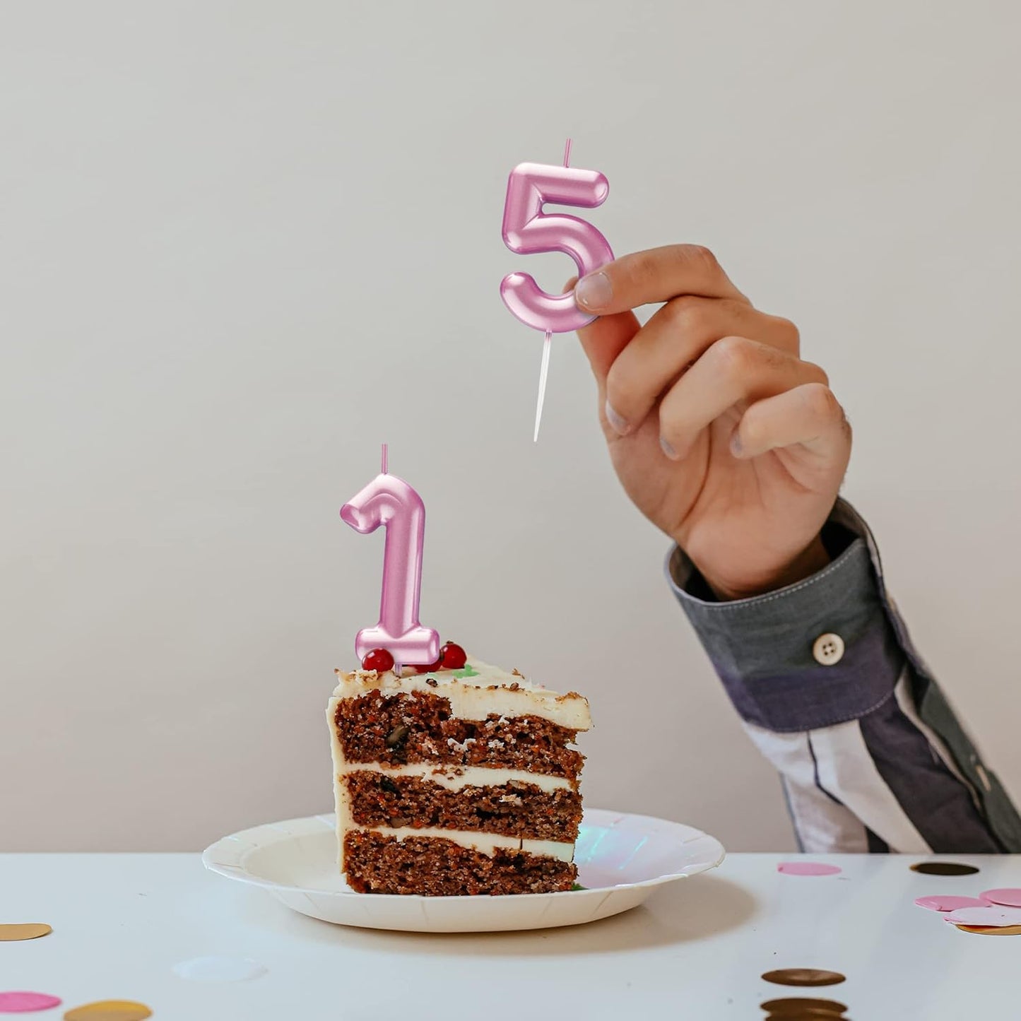 Pink Number 3 Candle Happy Birthday 3D Number Candles for Birthday Cake Party Decoration Wedding Anniversary Celebration Supplies