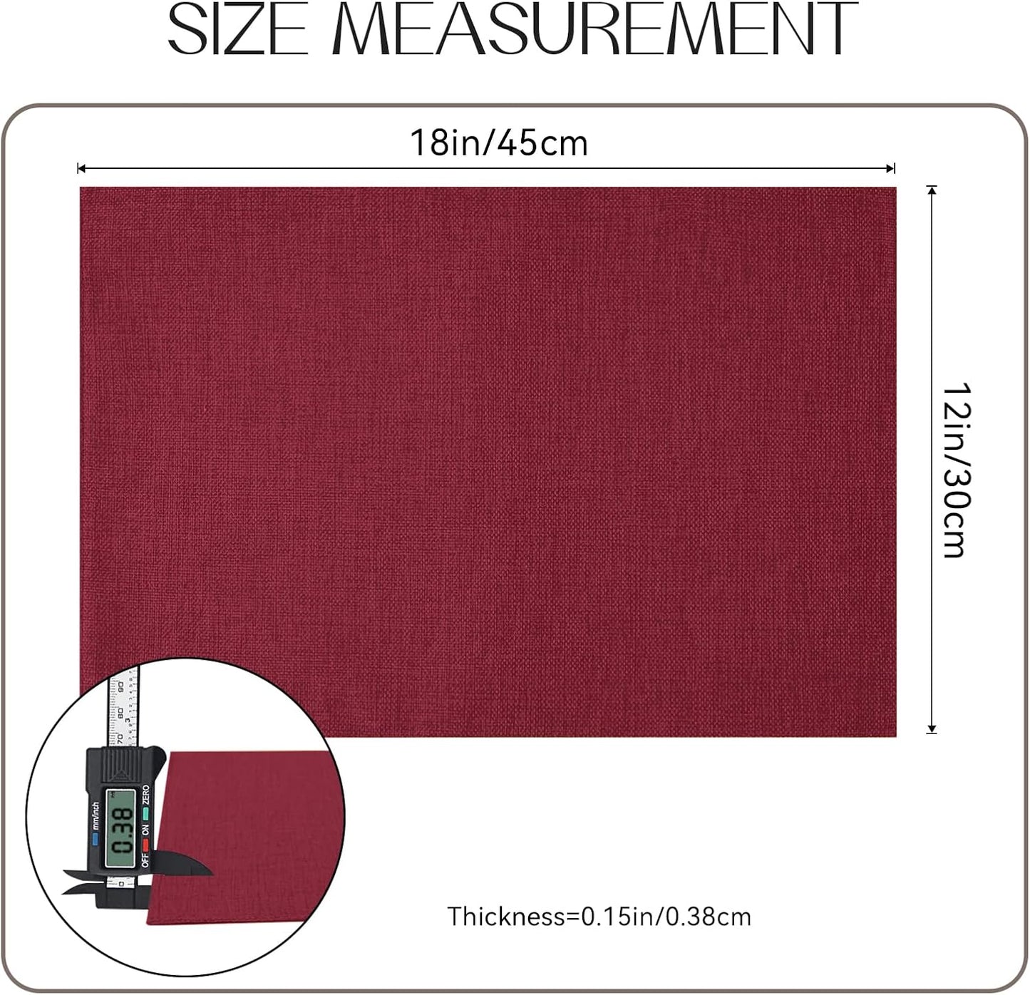 Romanstile Cloth Placemats Set of 8-12 x 18 Inch, Heat Resistant Double Layered Thickened Burlap Christmas Place Mats, Washable Faux Linen Farmhouse Table Mats for Kitchen/Dining/Party/Outdoor, Red