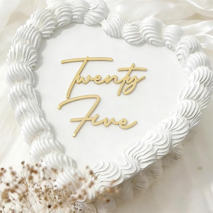 Gold Acrylic Twenty Five Cake Topper, Happy 25th Birthday Party Decorations, 25 Fabulous Cake Decoration, 25th Anniversary Party Supplies,