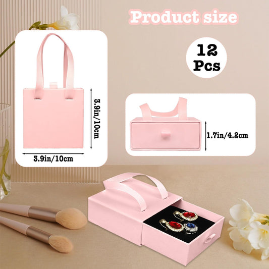Small Jewelry Boxes, 12 Pack Jewelry Gift Boxes Drawer Jewelry Box Necklace Box, Jewelry Gift Box Necklace Gift Box For Earrings Rings Necklace Bracelet,4 x 4 x 1.7 Inches (Pink)