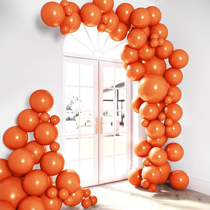 HOUSE OF PARTY Orange Balloon Garland Kit - Burnt Orange Balloons Arch Kit | 5/12/18 Inch Halloween Balloons for Birthday Party Decorations Party Supplies