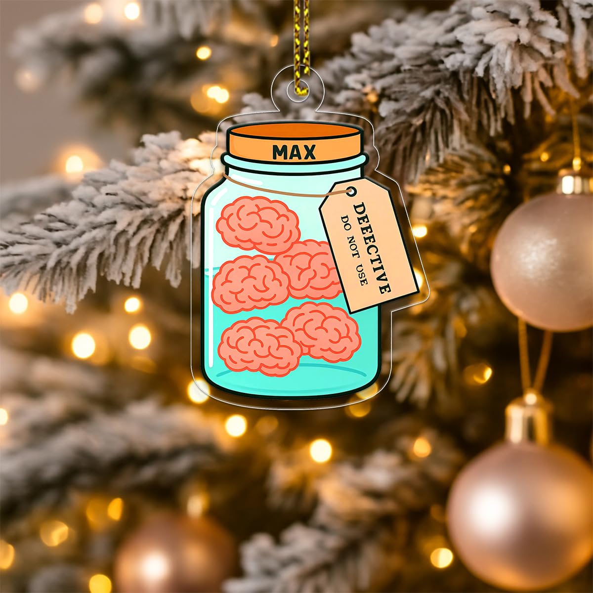 Custom Brain Jar Ornament, Personalized Medical Humor Christmas Ornament, Funny Science Gift, Holiday Keepsake, Brain Gift Acrylic Ornament – Personalized Christmas Tree
