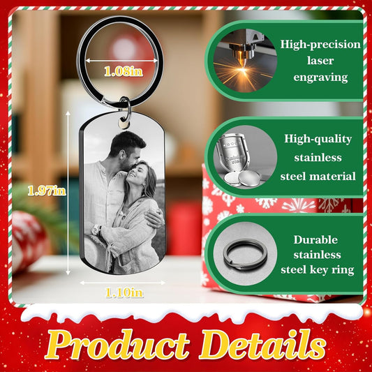 Custom Keychain with Picture - Made in USA Personalized Double Sided Photo Keychains for Men, Women, Christmas