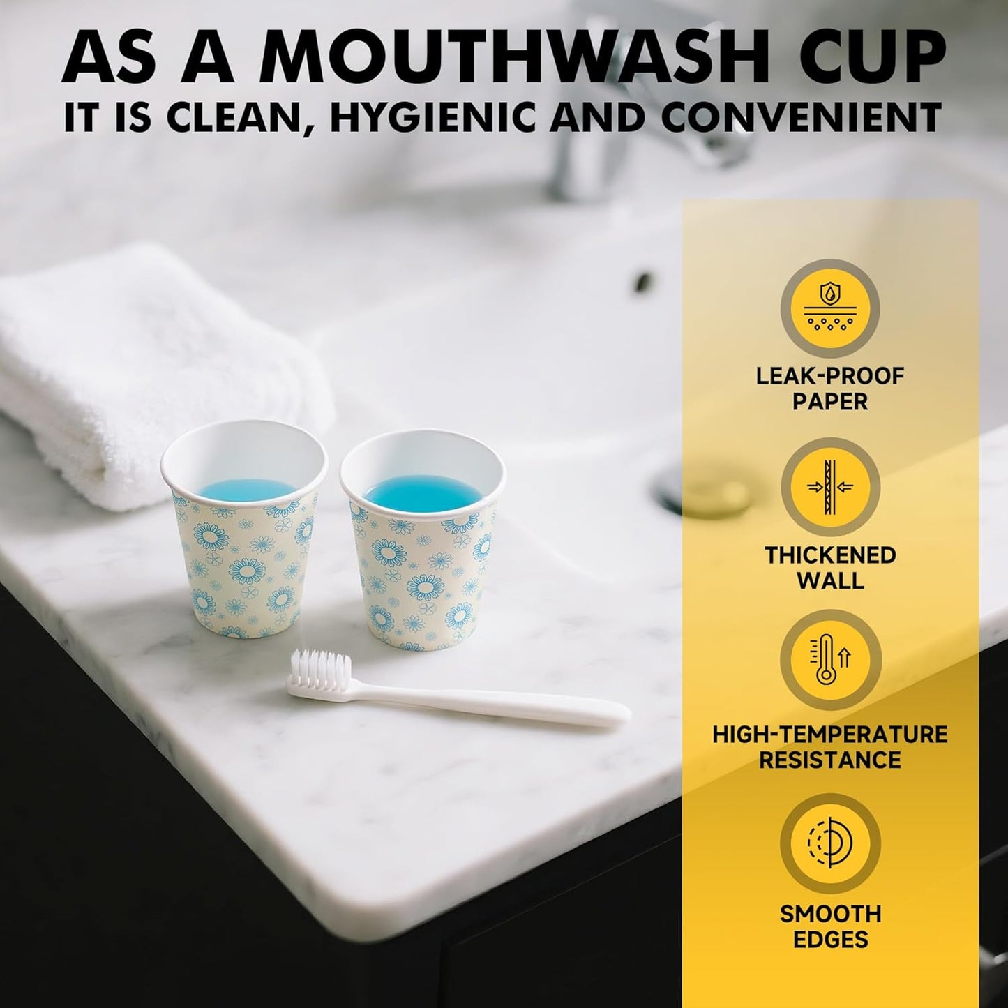 RACETOP [300 Pack] Paper Cups 3 oz, Bathroom Cups 3 oz, Disposable Bathroom Paper Cups, Small Mouthwash Cups, Ideal for Party, Travel, Events, Picnic