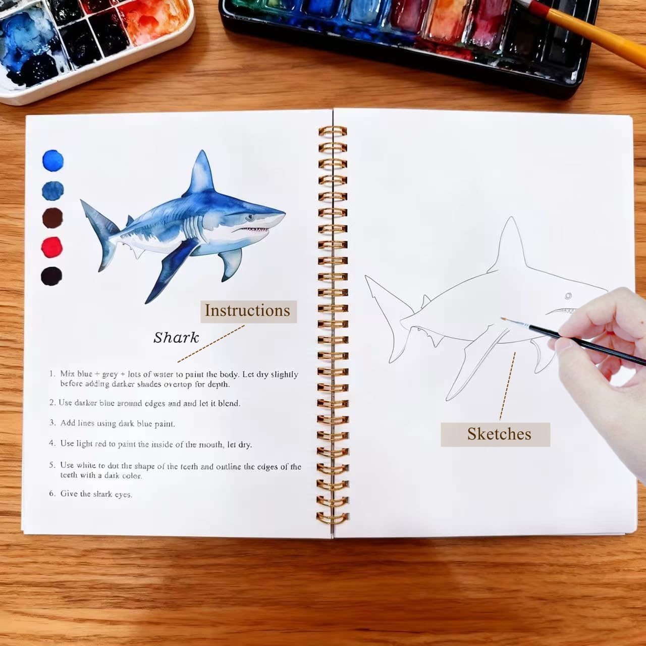 Watercolor Workbooks Coloring Book Easy Nature Scenes Beginner Friendly Watercolor Paint Set Art Crafts Painting Kit for Creative Exploration Gift for Adults Teens (Flowers, Without Palette)