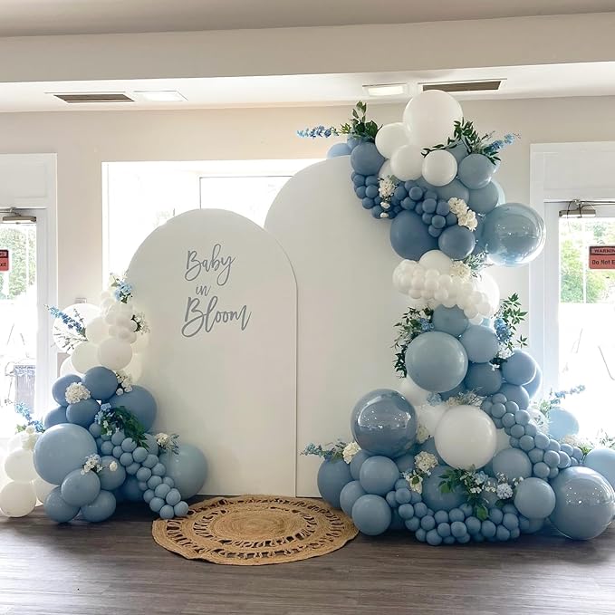 Dusty Blue Balloons 12 inch, Slate Blue Balloons 50pcs for Bridal Shower Gender Reveal Baby Shower Birthday Party Decorations