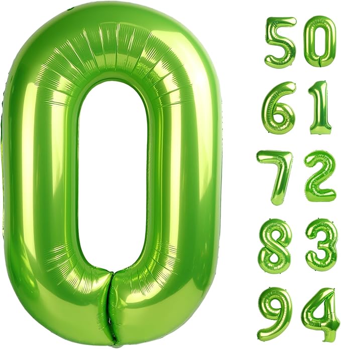 Light Green Number Balloon 40 Inch, 0 Number Balloons, 10 20 30 40 50 Numbers Balloon Birthday Decorations, Party Supplies for Women