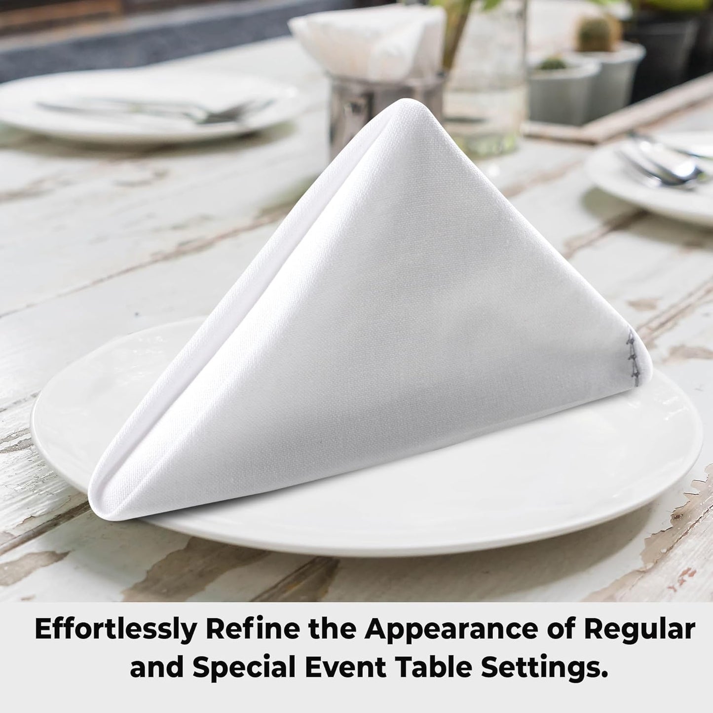 Urban Villa Cloth Napkin Set of 12 Hemstitch White Grey 20x20 Inches Premium Soft Cotton Highly Absorbent Reusable & Washable Dinner Table Napkins for Home and Weddings
