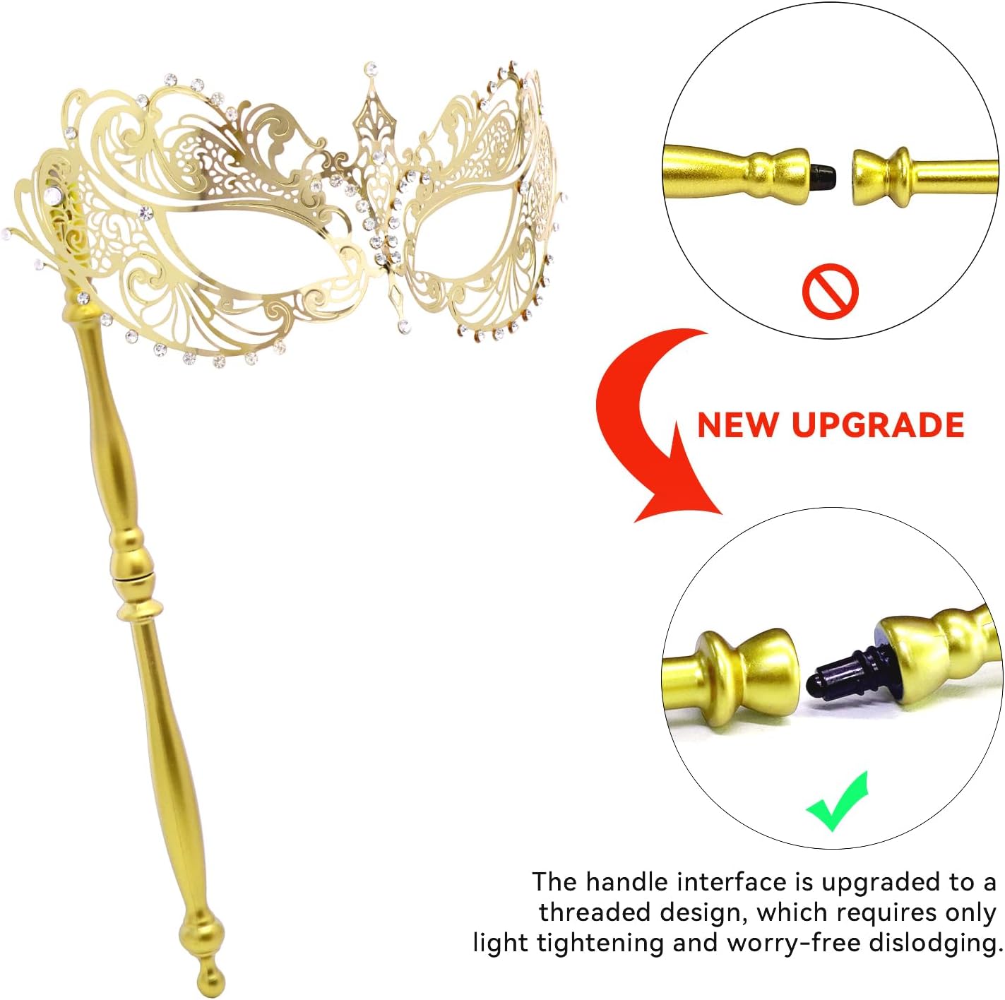 Coddsmz Masquerade Mask with Stick Venetian Mask Mardi Gras Decorations for Womens Halloween Costume Mask