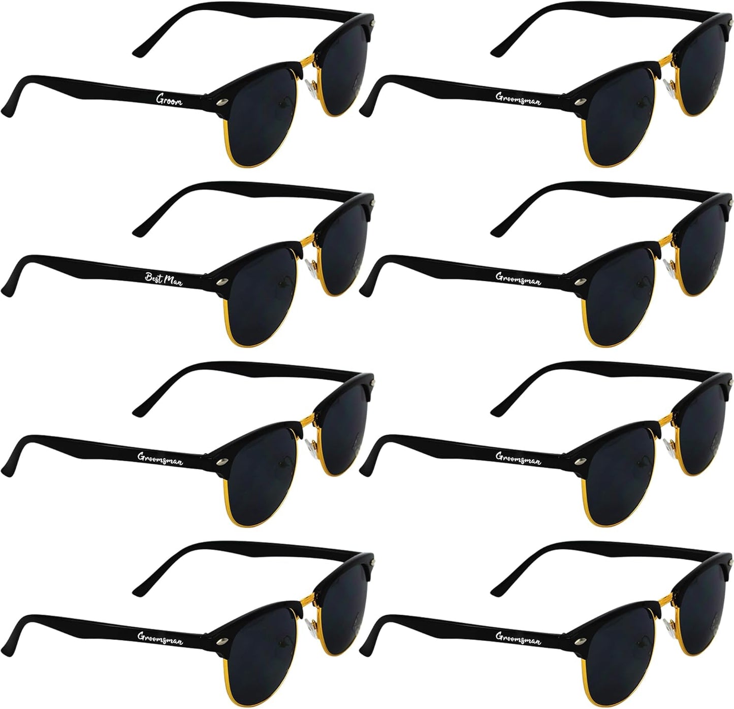 8 Pack Groomsmen Sunglasses for Men - Wedding Sunglasses Set for Groomsman Proposal Gifts, Bachelor Party Favors