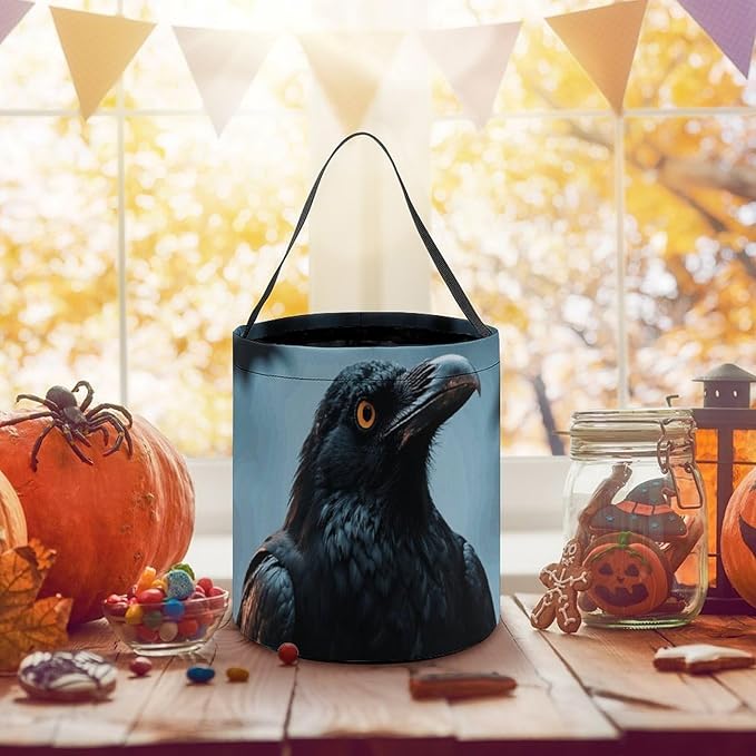 Halloween Candy Bucket - Frightening Halloween Crow Trick Or Treat Candy Bag, Gift Bag for Party Favor Supplies