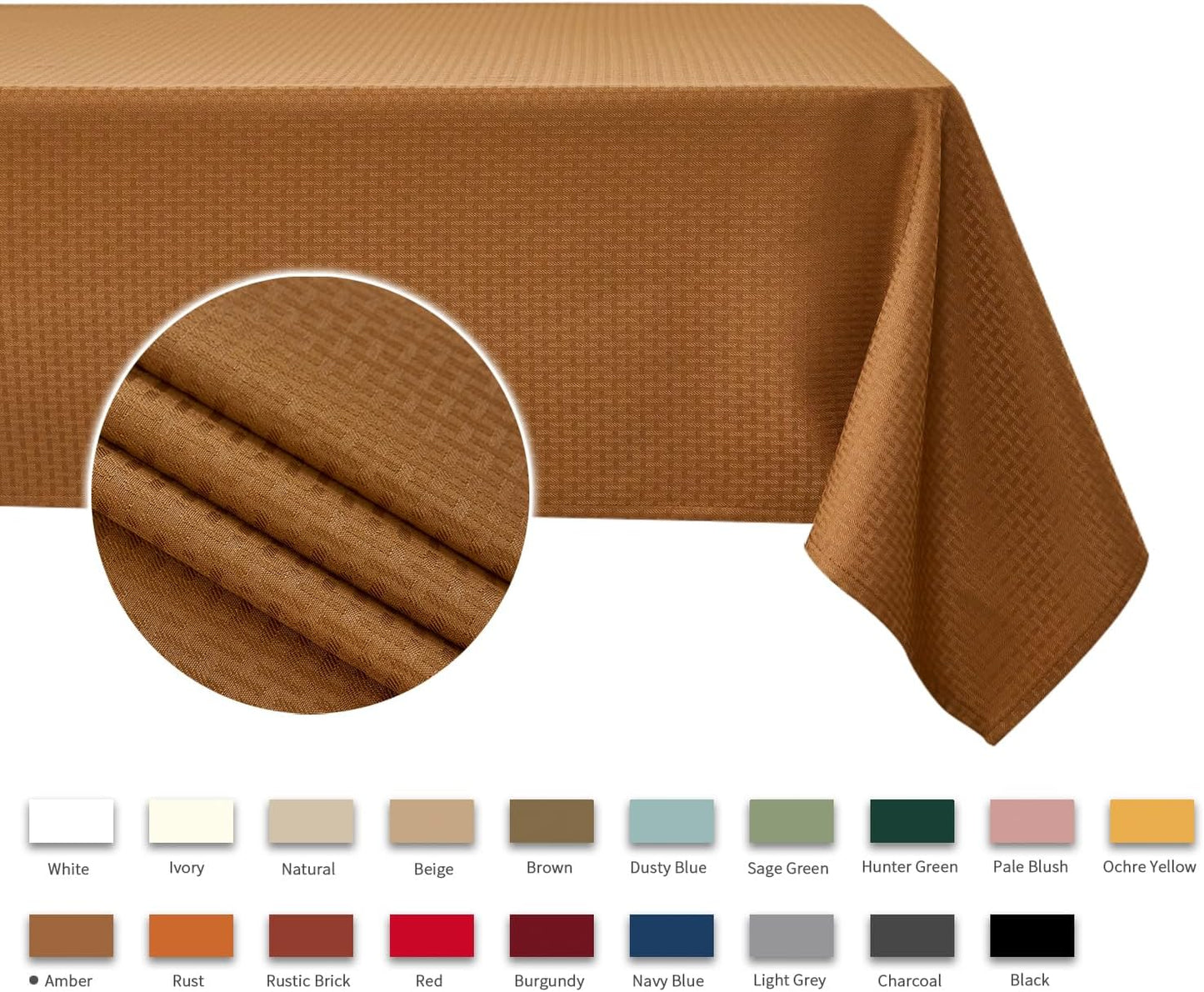 maxmill Weaved Texture Design Harvest Tablecloth Water Resistant Wrinkle Free Spill-Proof Soft Table Cloth for Fall Harvest Thanksgiving Parties Dinner Decoration, Rectangle 52 x 84 Inch Amber