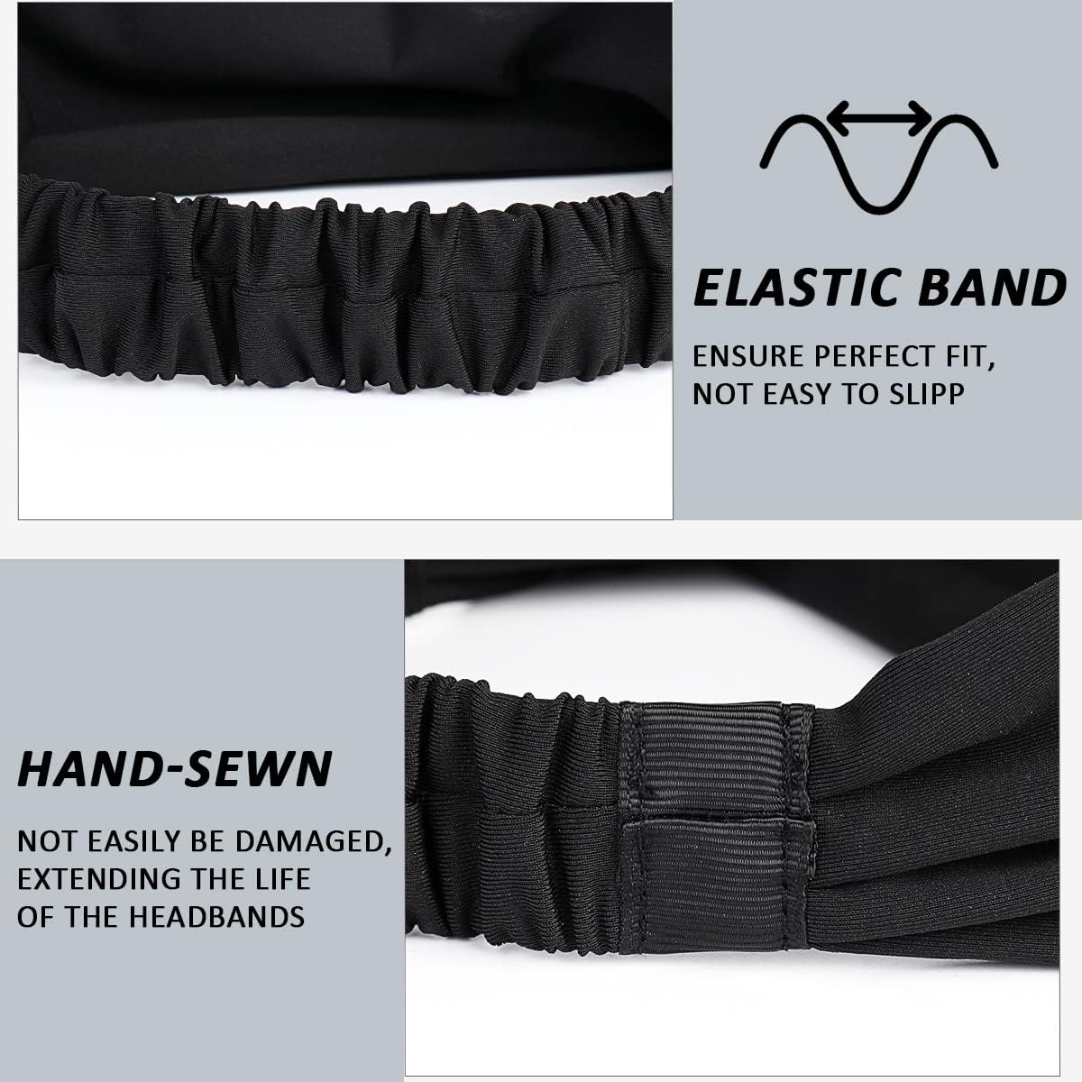 Beister Sports Headbands for Men & Women (5 Pack), Moisture Wicking Sweatbands, Elastic Non Slip Sweat Bands, Athletic Workout Fashion Wide Hair Bands for Running, Cycling, Basketball, Yoga
