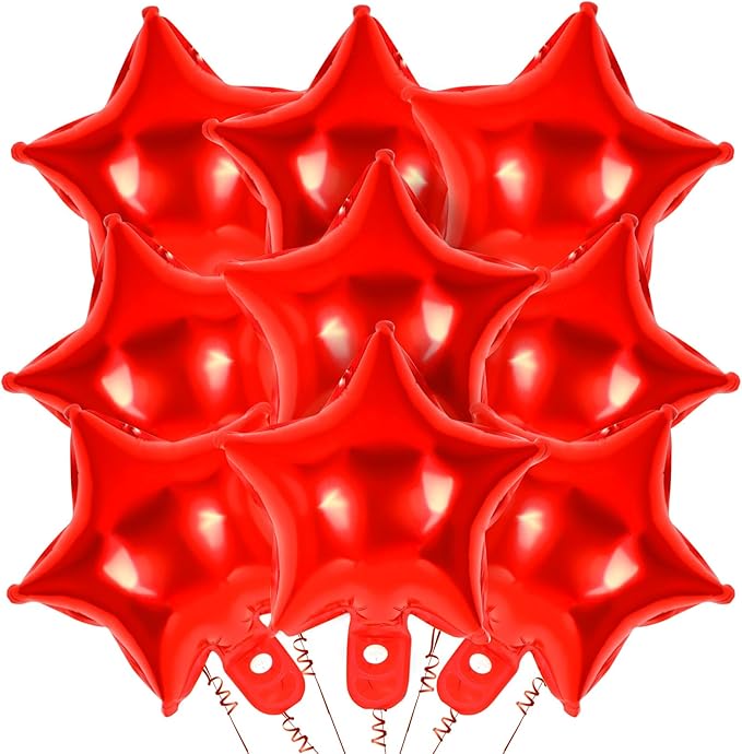 50 Pcs Star Balloons,10 Inch Red Star Foil Balloons,Stars Shaped Balloon Mylar Helium Balloon for Birthday Party Anniversary Wedding Baby Shower Decorations (10inch-red)