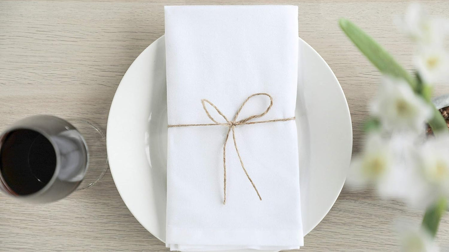 AMOUR INFINI Cotton Cloth Napkins Set of 12 - Soft Premium Dinner Napkins with Hemmed Edges, Hotel Quality 18x18 Inch for Home Dining, Table Decor (White)