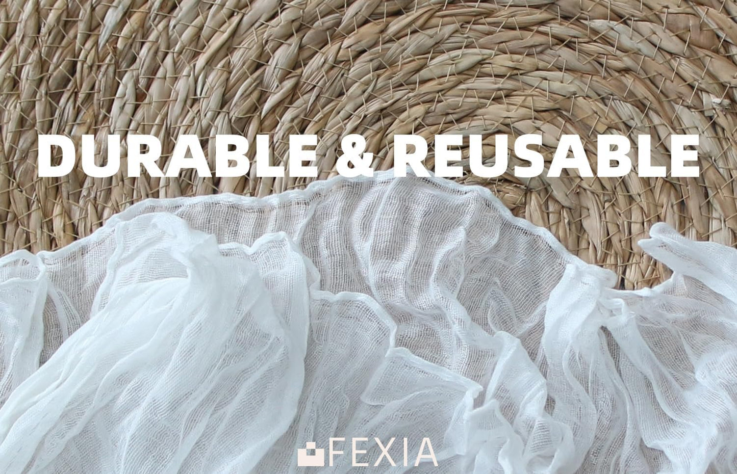 FEXIA 12 Pack Ivory White Table Runner 35x120 Inches for Baby Shower Decoration Gauze Rustic Table Runner for Wedding Party First Communion Centerpiece Engagement Bridal Shower Boho Decoration