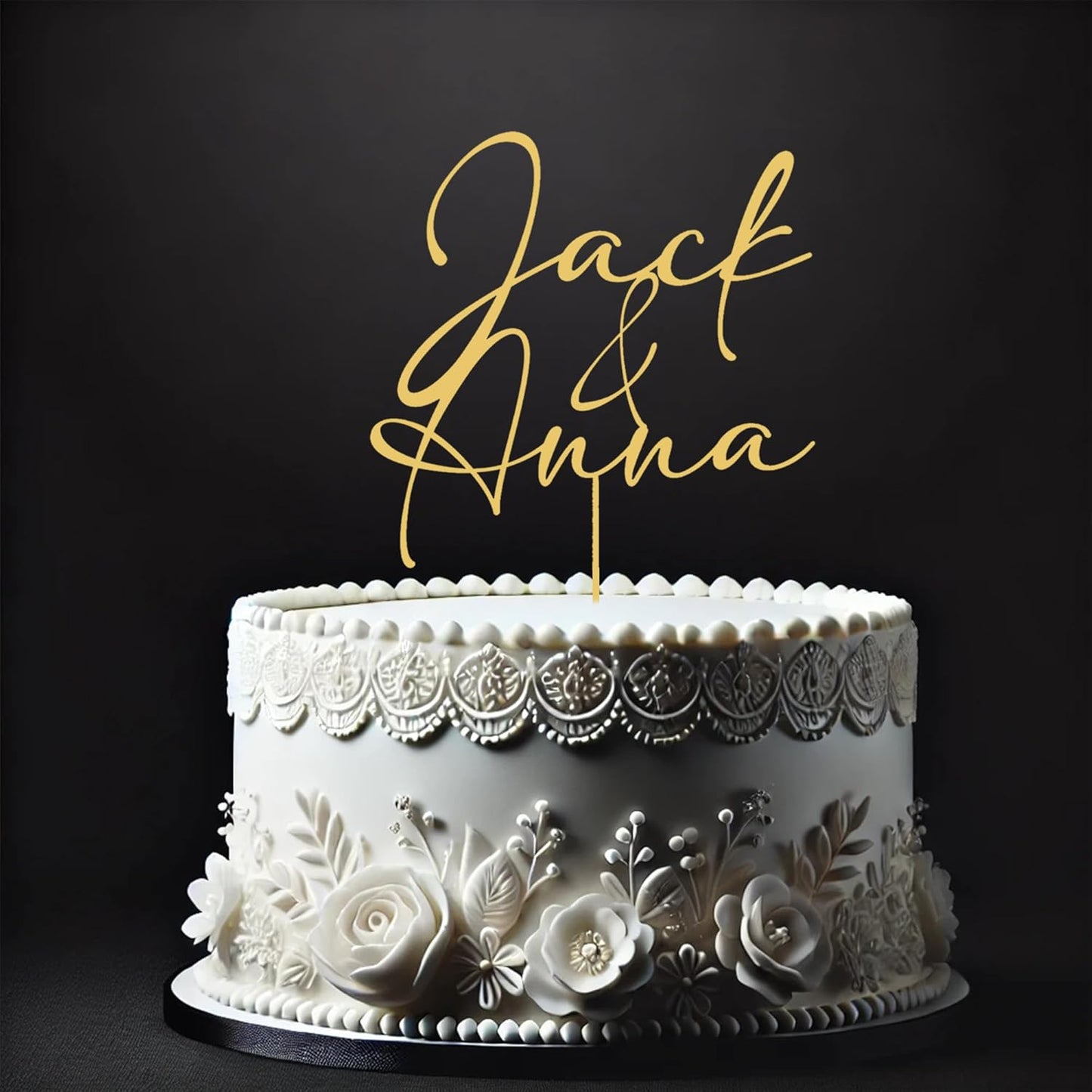 Customized Name Cake Topper for Couples & Engagements - Classic Decorating Topper for Weddings & Anniversaries