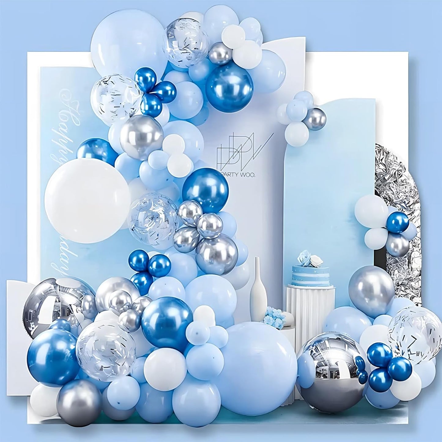 Metallic Chrome Blue Latex Balloons, 100pcs 12inches Round Helium Metallic ChromeBlue Balloons for Birthday Baby Shower Wedding Birthday Party Decorations