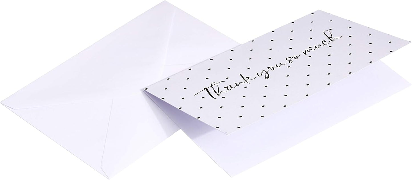 Amazon Basics Thank You Cards and Envelopes, 48 Count, Polka Dot and Stripe