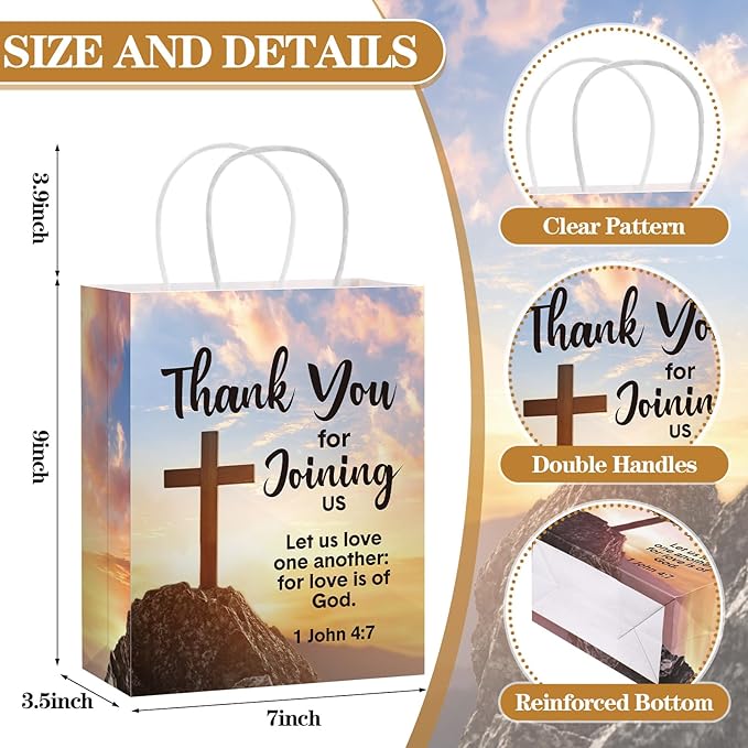 24 Pcs Welcome to Our Church Gift Bags Religious Brochure Paper Gift Bag with Handles Church Visitor Packets Christian Religious Party Favor for Vbs Birthday Baptism Party Supplies Decoration