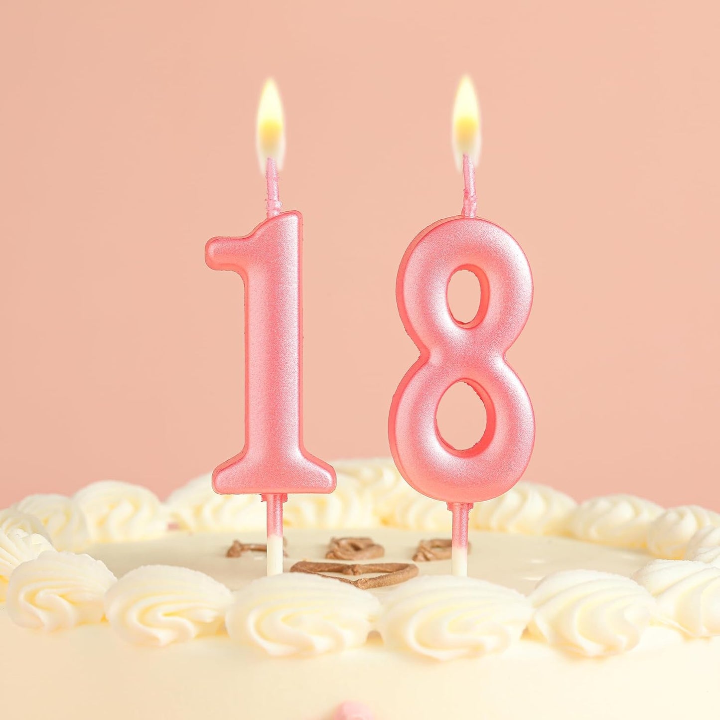 10-Pieces Pink Numeral Birthday Candles, Cake Numeral Candles Number 0-9 Glitter Cake Topper Decoration for Birthday,Wedding Anniversary,Party Celebration