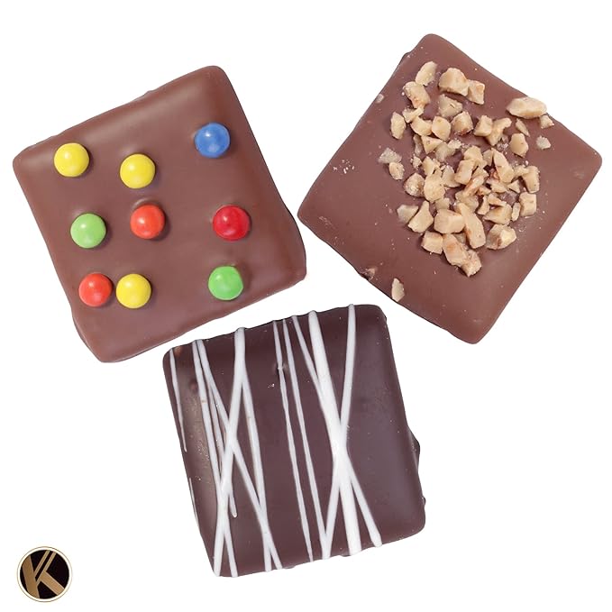 KREMERY Creamy Chocolate Cravings - Halloween Treats For Adults Chocolate Covered Graham Crackers Cookies Gift Basket, in Sectional Gift Box (9 Grahams, Assorted Sweet Toppings) Holiday Xmas Christmas
