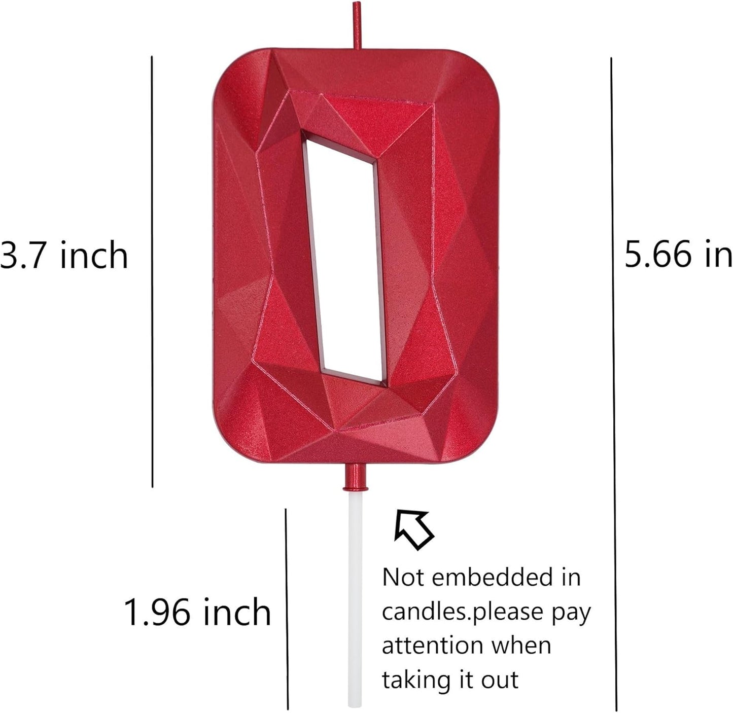 DERVENTA Large Birthday Candle Number 3D Red 3.7 inch Party Celebration Anniversary Decoration Cake Topper 1 Piece (Number 0 Red)