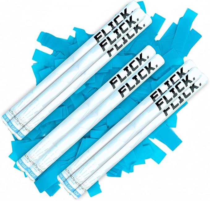 Ultimate Confetti - 8 Pack Turquoise Confetti Wands - Handheld 14" Biodegradable Tissue Paper Confetti Flick Flutter Sticks For Wedding, Birthday, Parties & Live Events - 2 Handfuls, 1.5 oz Each Stick