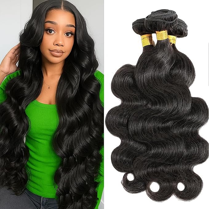 Human Hair Bundles 20 22 24 Inch 12A Body Wave 3 Bundles Human Hair 100% Unprocessed Virgin Hair Extensions Raw Quick Weave Extensions Natural Black