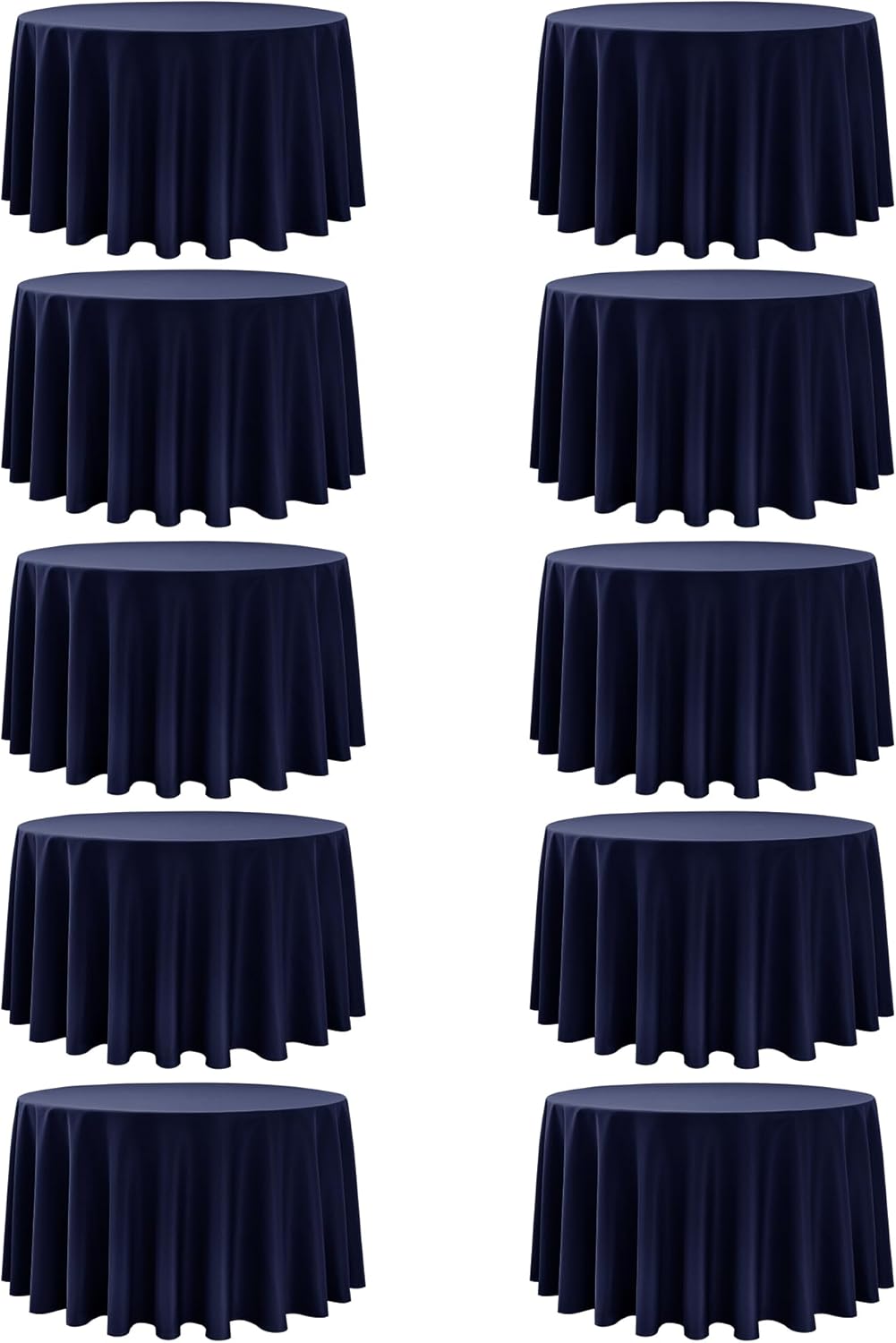 10-Pack Navy Blue Round Tablecloths, 108 Inches, Stain-Resistant Polyester for 4-5 Ft Round Tables - Washable Table Covers for Weddings, Banquets, Birthday Parties, Events