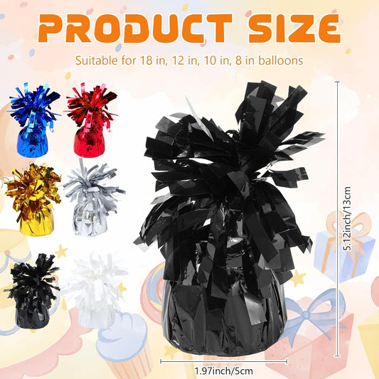 16 Pack Black Balloon Weights Metallic Holder Anchors Balloon Holder Weights for for Birthday 2025 Graduation Party Christmas Wedding Celebration Decoration (Black)