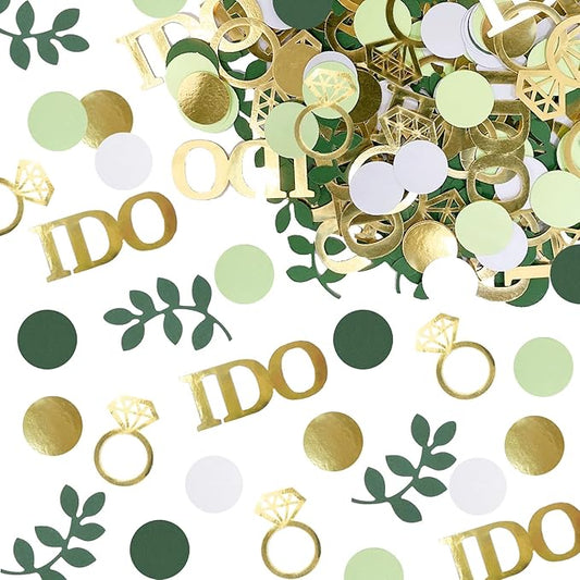 280PCS Greenery Bridal Shower Table Confetti Decorations, Sage Green I DO Diamond Ring Confetti Decor for Wedding Engagement Bachelorette Bride to Be Party
