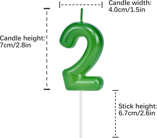 Green Number 2 Birthday Candles, Cake Toppers for Birthday/Baby Shower/Anniversary/Wedding Party Celebrating/Decorating. (Green Number 2)