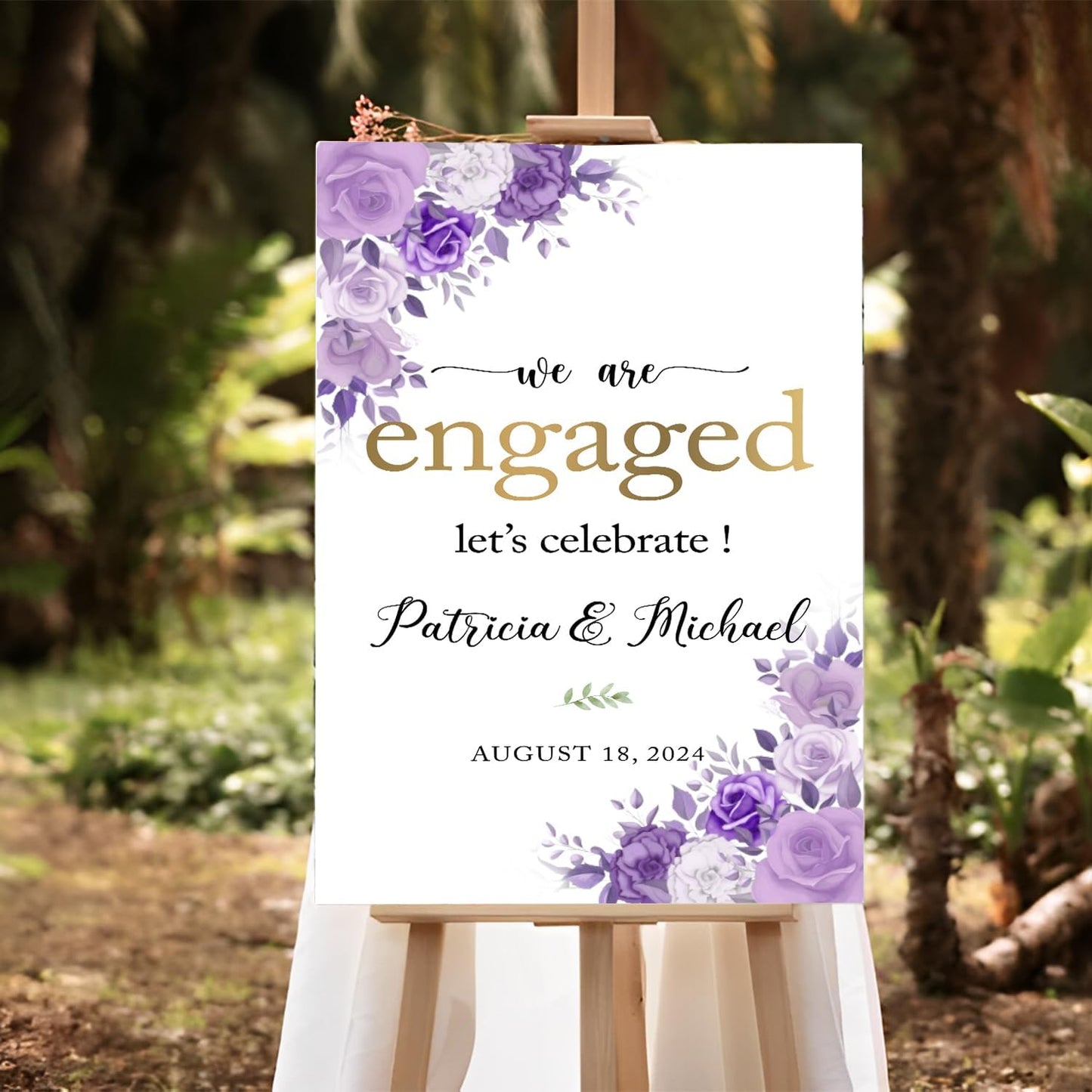 We Are Engaged Minimalist Welcome Sign, Purple Engagement Decor, Violet Engagement Sign, Engagement Party Decorations, Engagement Sign, Custom Engagement Welcome Sign, Full Size, Version 24