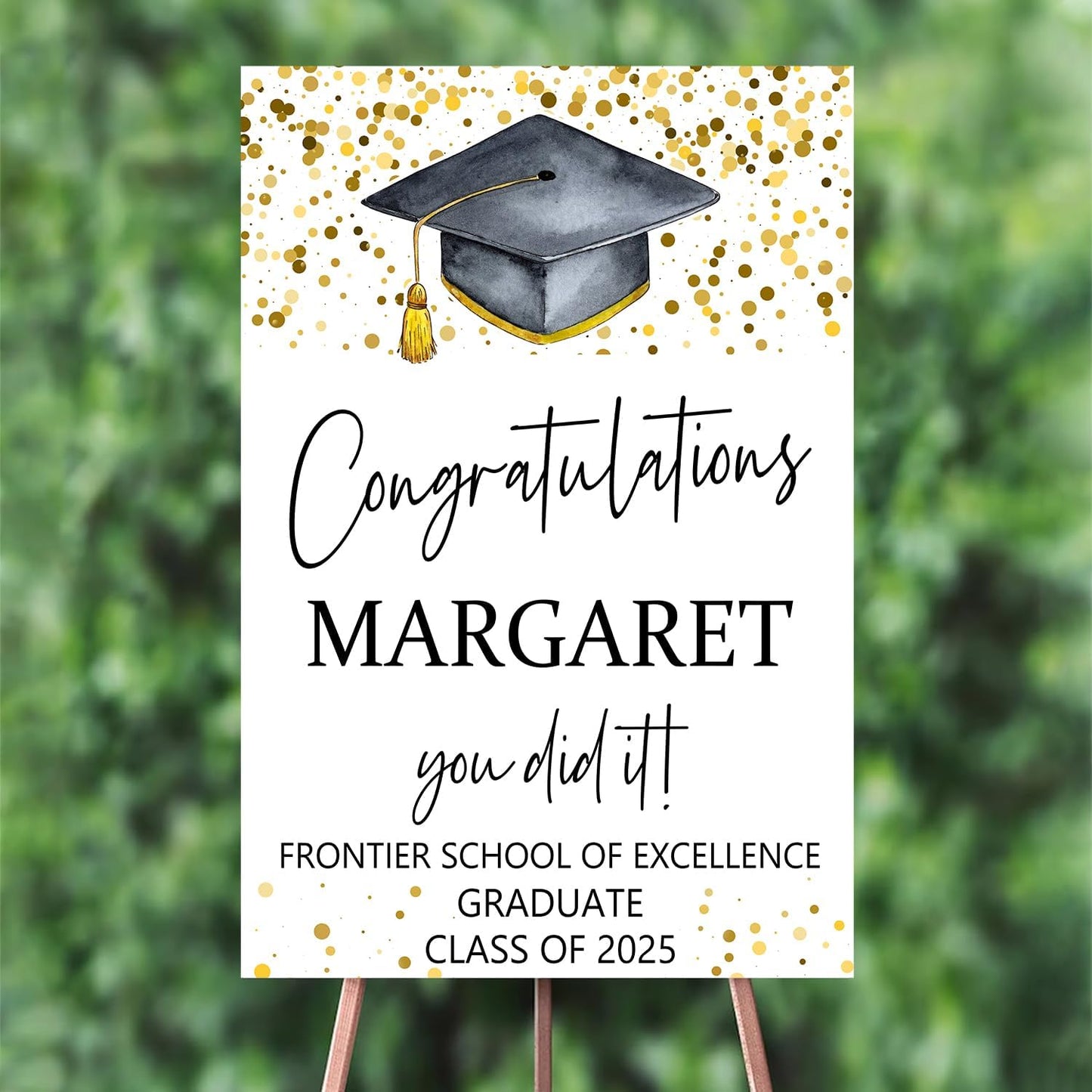 Graduation Sign, Class of 2025, Personalized with Photo, 12"x18", Plastic, Modern Style