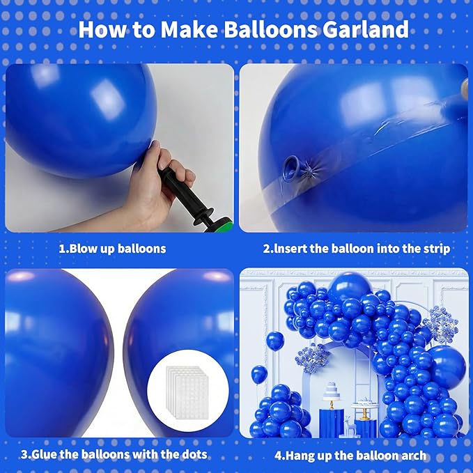 Blue Balloons Arch Kit,130pcs Royal Blue Balloon Garland,Different Sizes Blue Latex Balloons for Graduation Party,Baby Shower,Gender Reveal,Under The Sea Birthday Party Decorations