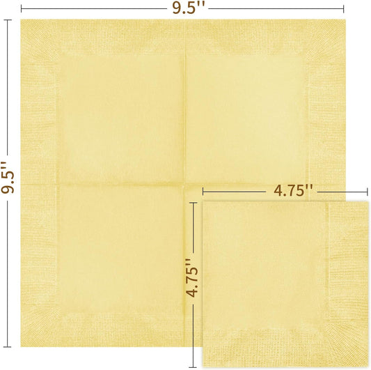 Cocktail Napkins - 600 Count 2-Ply Yellow Napkins Disposable, 4.75 x 4.75 Inch Folded Paper Napkins Bulk Beverage Napkins for Dinner Wedding Bar Party and Everyday Use