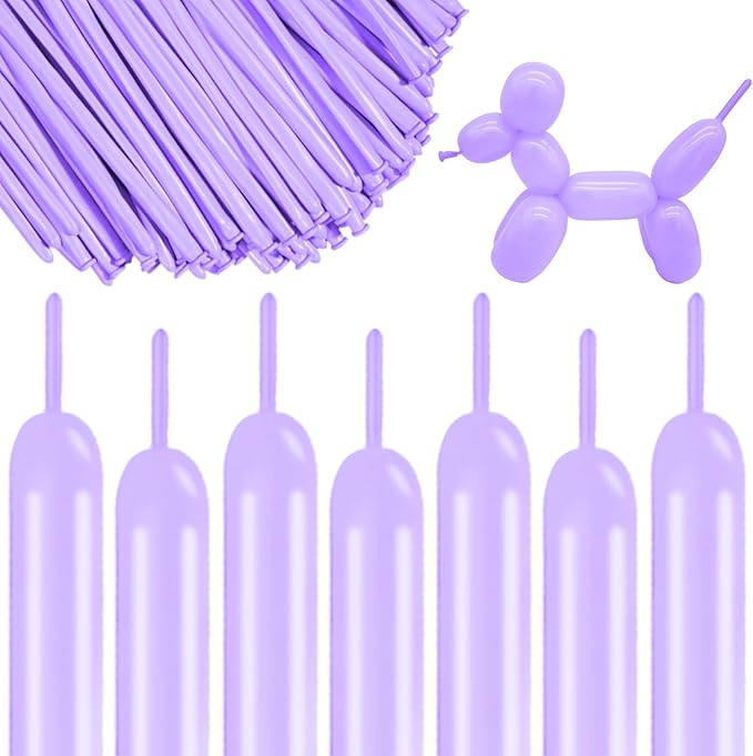 260 Long Balloons 100 Pack Pastel Purple Twisting Animal Balloons Thickening Latex Modeling Long Magic Balloons for Animal Model Weddings Birthdays Festival Party Decorations