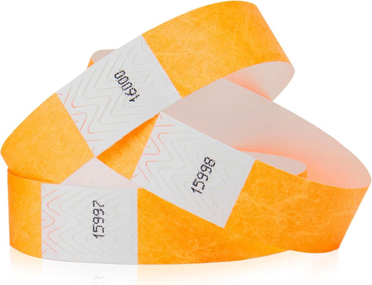 1,200 WristCo Neon Orange Tyvek Wristbands for Events - Tamper-Proof Design & Fluorescent Color Prevent Reuse Premium-Grade Bracelets for Hospital & Medical ID, Party & VIP Identification