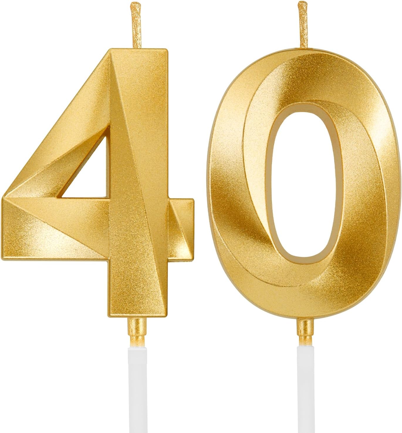 Birthday Candles, 1.96 Inch Number 40 Happy Birthday Candles, Number Candles Decoration for Birthday Party and Anniversary Celebration(Champagne Gold)