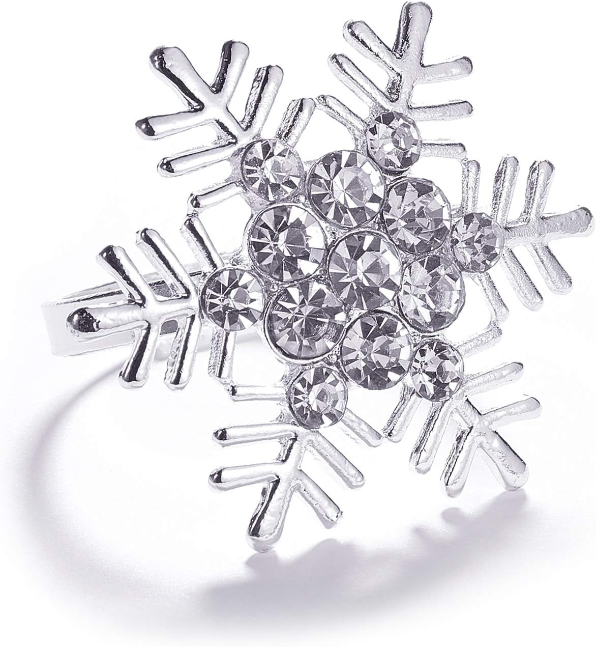 Legigo Set of 8 Christmas Xmas Snowflake Napkin Rings Set- Metal Diamond Snow Xmas Napkin Ring Holders for Cloth Napkins, Christmas Holiday Party Dinner Table Decoration